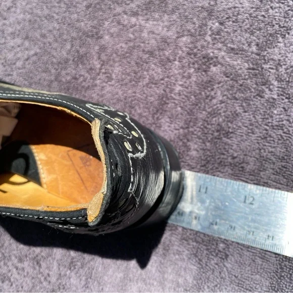 John Fluevog Adrians Amanda Saddle Shoe Loafer Leather Size 8 Womens Black Khaki - Picture 16 of 16